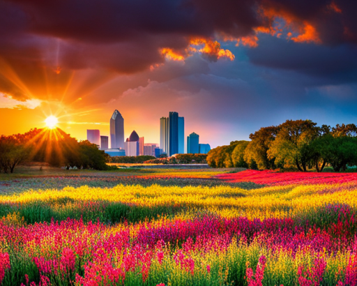An image that showcases the vibrant spirit of Dallas: Capture a sun-kissed Texan landscape dotted with locals wearing oversized hats, emanating warmth and exuding genuine southern hospitality